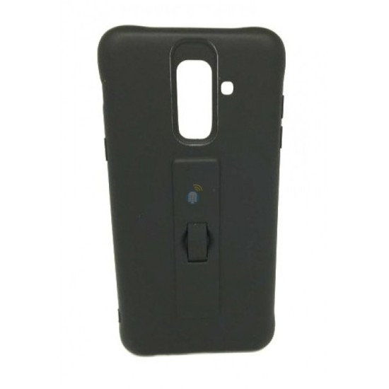 CAPA DE SILICONE MOTOMO COM ANEL DE DEDO PARA SAMSUNG A6 PLUS 2018 PRETO